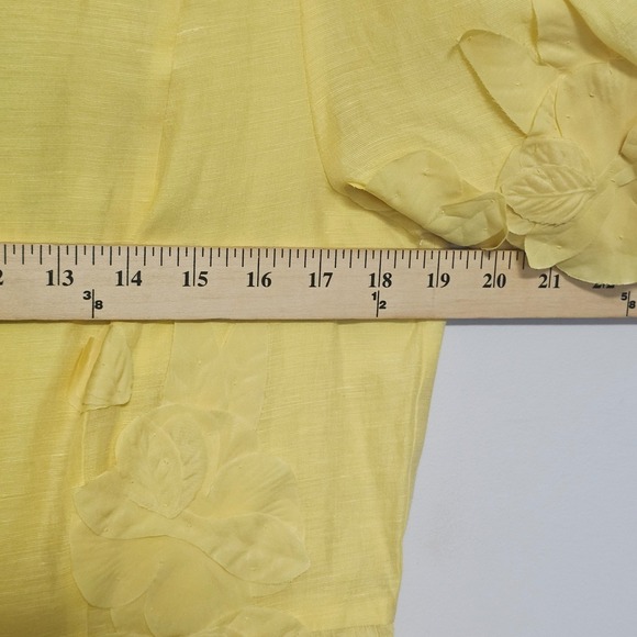 Antonio Melanie Women's Dress 12 Yellow Mock Neck Short Sleeves Knee-Length 0666 - Picture 3 of 15